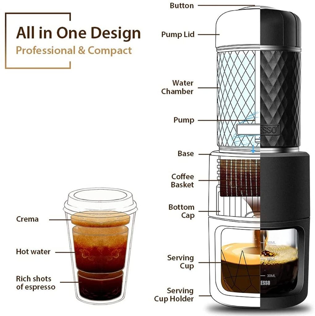 STARESSO Manual Espresso Machine Portable Coffee Maker