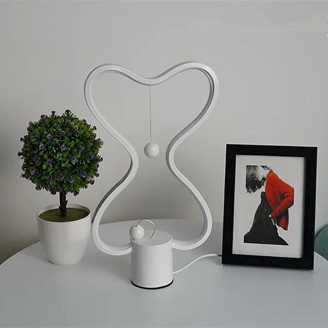 Balance LED Table Lamp Smart Lampara Magnetic Mid-air Switch USB Creative Bedroom Bedside Night Light Double Heart Colorful Gift