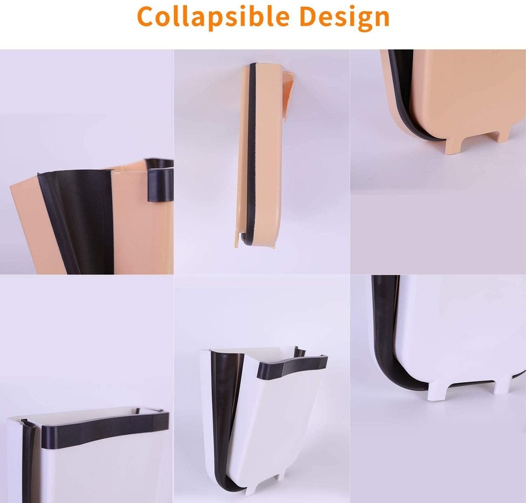 Hanging Trash Can/Holder for Kitchen Cabinet Door, Bathroom, Bedroom, Office, Car Portable Home & Outdoor Small-Collapsible-Foldable Waste Bin/Garbage Can (23 * 20 * 5cm)