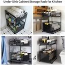2 LAYER SLIDING UNDER THE SINK ORGANIZER DRAWER IDEAL CABINET BASKET RACK