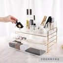 Beautify Cosmetic Organiser Case Table Storage Stand with Champagne Frame for Makeup - Golden