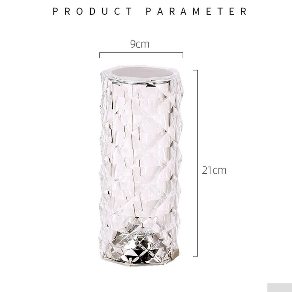 Rose Diamond  | RGB | Table Lamp With Remote Control and | USB | Charging Cable