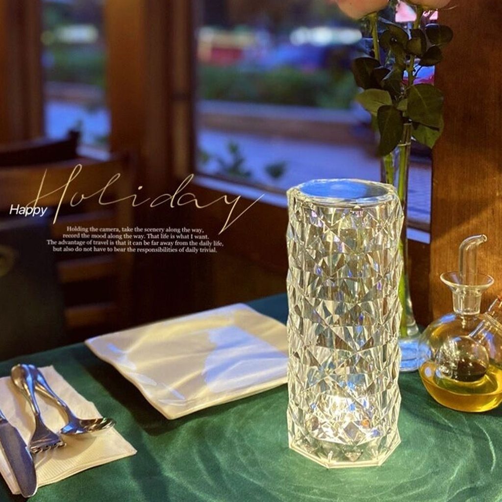 Rose Diamond  | RGB | Table Lamp With Remote Control and | USB | Charging Cable