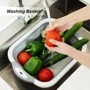 Multi-function 3-in-1 Collapsible Cutting Board Foldable Food Strainers,Drain Basket,Folding Drain Basket, Folding Chopping Board for Kitchen