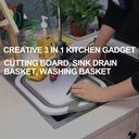 Multi-function 3-in-1 Collapsible Cutting Board Foldable Food Strainers,Drain Basket,Folding Drain Basket, Folding Chopping Board for Kitchen