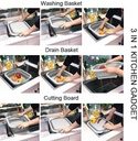 Multi-function 3-in-1 Collapsible Cutting Board Foldable Food Strainers,Drain Basket,Folding Drain Basket, Folding Chopping Board for Kitchen