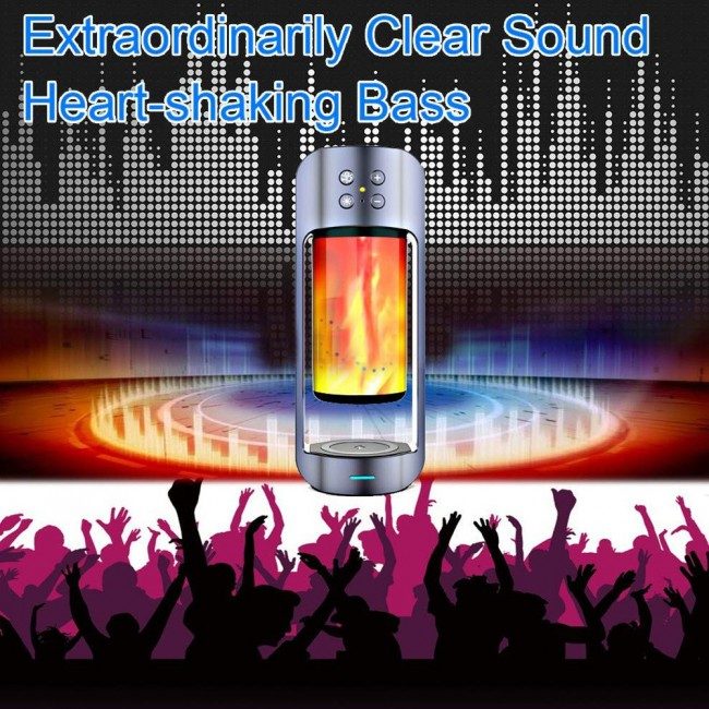 (USED) Portable Bluetooth Flame Alpha Speaker with LED Lamp Wireless Charger 3 in 1 Flame Lantern Design (Used)
