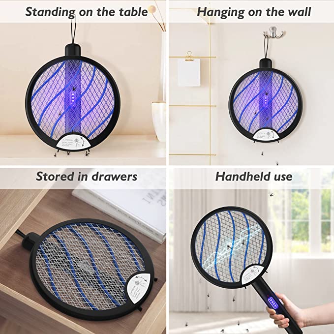 2 in 1 Electric Mosquito Swatter | R6 | - | 1200mAh | Bug Zapper Racket Rechargeable Electric Fly Swatter with 3-Layer Touch Mesh |VC092|