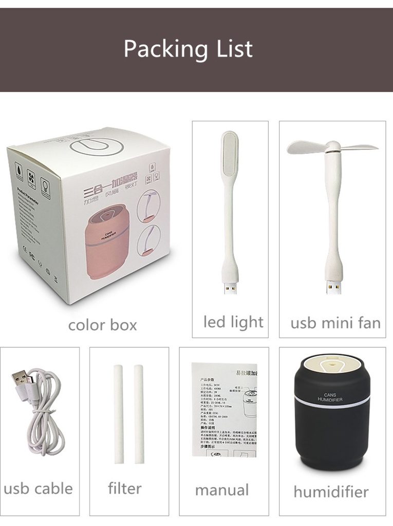 | USED | 3 in 1 Can Humidifier | Mini Fan | Night Light | Good condition | DQ101 |