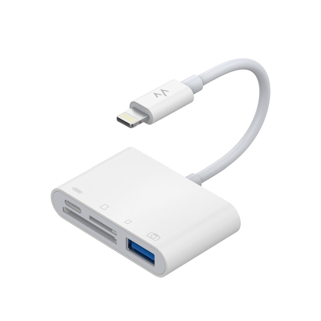 7MD 4 in 1 Lightning Connector With USB + Lightning + SD/TF Card + Memory Card Reader (7MD-A01L)