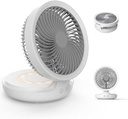 7MD 2 IN 1 Table and Wall Fan, USB Rechargeable Electric Desk Fan Oscillating Desktop Quiet Fan with 4 Speeds and LED Night Light