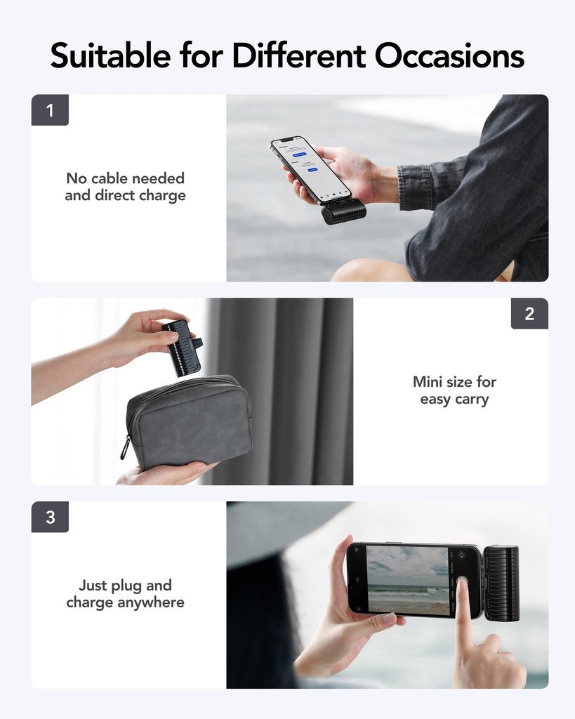 7MD Mini Portable Power Bank 5,000 mAh + Led Indicator With Built-In Plugon-C/L