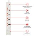 7MD Power Socket 4-Outlet, Power Extension Socket (USB*2+Type-C*4) 3000W