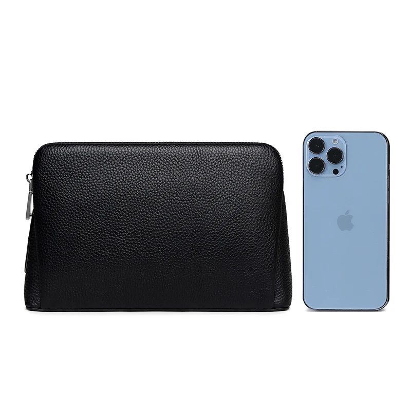 7MD Fingerprint lock purse Handbag, Anti-theft Waterproof Soft Genuine Leather Smart Fingerprint System Clutch Bag