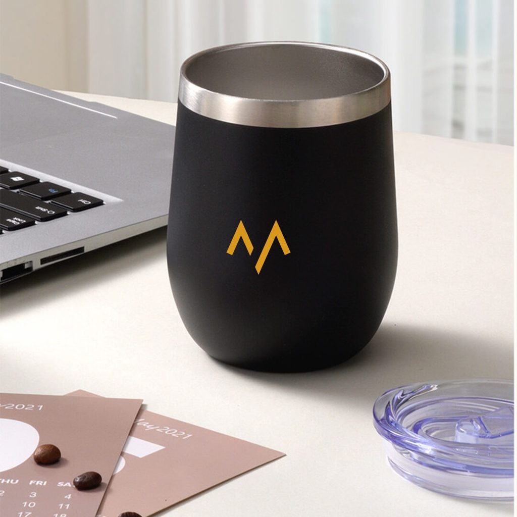 7MD Cup U Shaped, Double-Wall Stainless Steel Unbreakable Drinking Cups, Travel Coffee Mug 360ml With Sliding Lid
