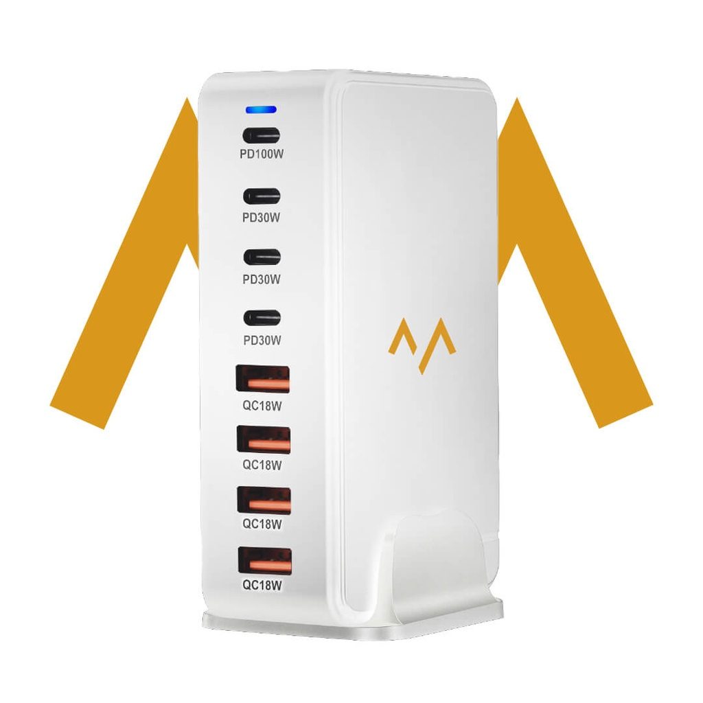 7MD Desktop Fast Charger With GaN Safety Technology, With 4 Type-C +4 USB Ports & 240W Total Power
