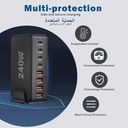 7MD Desktop Fast Charger With GaN Safety Technology, With 4 Type-C +4 USB Ports & 240W Total Power