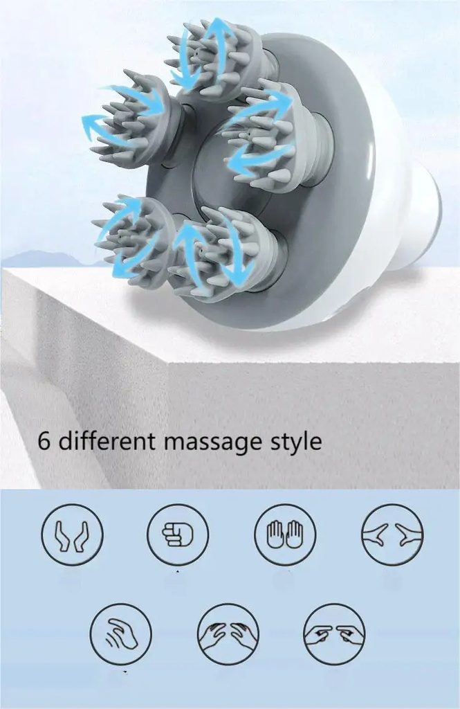 7MD Portable Head Care Massager Pro With 4 Speed Levels & Rechargeable Battery 1200 mAh Model:7MD2414