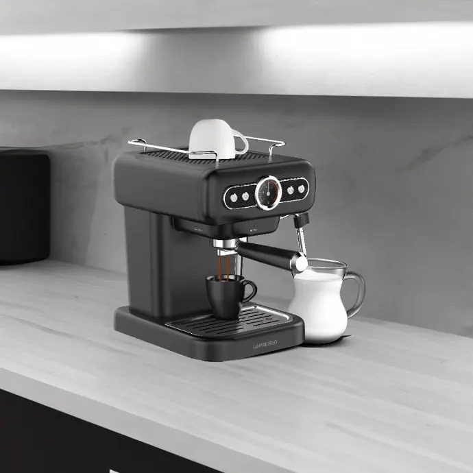LePresso Retro Espresso Boiler Machine Gauge and Milk Steamer with 15 Bar Ulka Pump 950W Rated Power an 1.2 Liter Water Tank Capacity | LPCFFM0012 |
