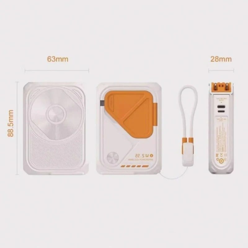 7MD 5-in-1 10000mAh 15W Wireless Charging USB-A Output Built-in Type-C Cable Fast Charging 7md Power Bank |7MD2444|