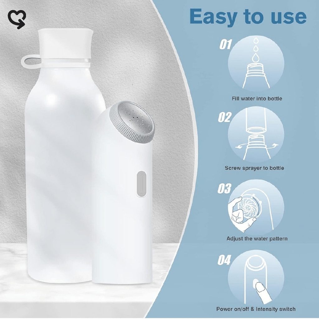 7MD Mini Cleaner Electric Portable Bidet | 2 Flushing Modes | Type-C Charging | Lightweight | 65 x 30 seconds use time | 400mAh Battery | Waterproof | Pink & Silver | 12 Months Warranty |