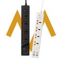 المحول الرباعي | محول رباعي المنافذ من 7MD بقوة 3000 واط مزود بمنفذين USB و 4 منافذ Type-C