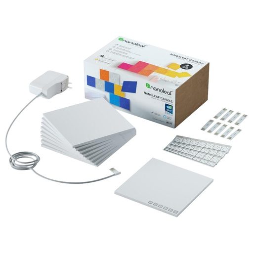 [5242] Nanoleaf canvas Smarter Kit - Square Modular LED lights panel expansion- Home decor Touch, Voice, Rythm and Application sensitive- Multicolor - Pack of 9 (NL29-0002SW-9PK)