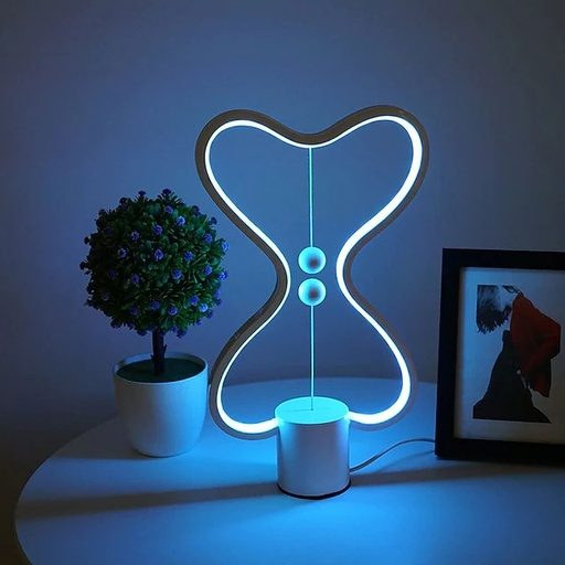 [7148] Balance LED Table Lamp Smart Lampara Magnetic Mid-air Switch USB Creative Bedroom Bedside Night Light Double Heart Colorful Gift