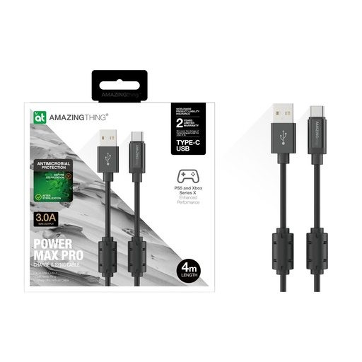 [1998] AMAZING THING 3.0A Power Max Pro Charge and Sync Cable PS5 and Xbox Series X Enhanced 4M length (TCPRO040MBK)