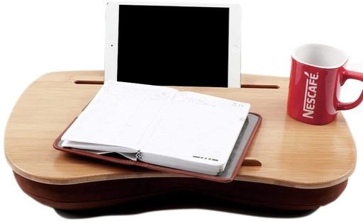 [2023] Natural Bamboo Lap Desk with cushion and Cup Holder