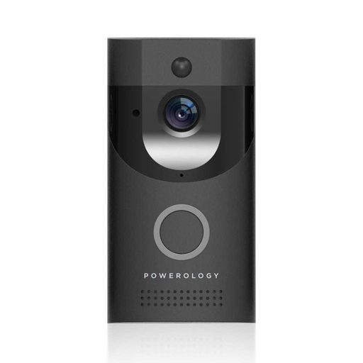 [2041] Powerology Smart Video Doorbell with Night Vision and Motion Sensor 1080P HD WiFi Two-Way Audio IPX4 Weather Resistant 160 Degree Wide Angle View |PSVDBBK|