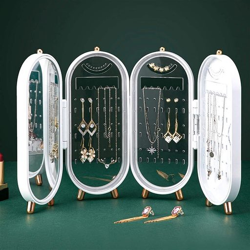 Folding Jewelry Organizer Earring Cosmetics Storage Box