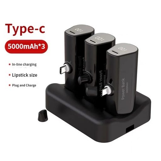 [9509] 7MD 3 in 1 Mini Power Bank Station With 15000mAh (3*5000mAh) Capacity & 15W Fast Charging (3Pc's Type-C )