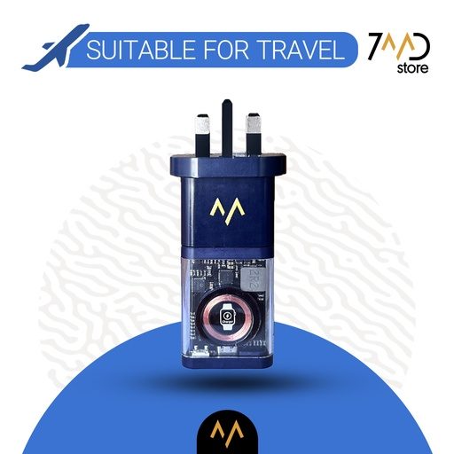 [9698] 7MD Super Charger 3 in 1 Power bank & GaN Charger With 20W Fast Charging For Phone, Smart Watch, Earpod With Built-in Cable