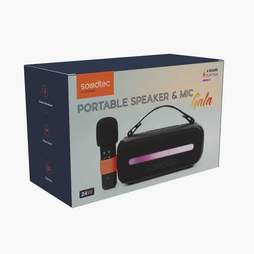 [9943] Porodo Soundtec 24W Portable Speaker & Mic | PD-ST14WSM-BK |