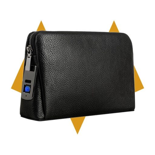 [10050] 7MD Fingerprint lock purse Handbag, Anti-theft Waterproof Soft Genuine Leather Smart Fingerprint System Clutch Bag