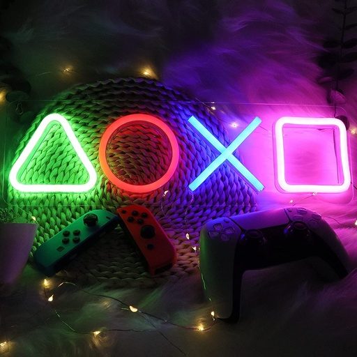 [7055] Neon Signs for Playstation Light Icon Gaming, Neon Signs for Bedroom Wall Decor, USB Powered Switch LED Neon Lights for PS5 Game Room, Living Room, Man Cave, Teen, Gamer Room Decor Aesthetic